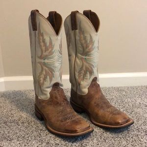 Justin Bent Rail Cowboy Boots - Tan Puma Cowhide